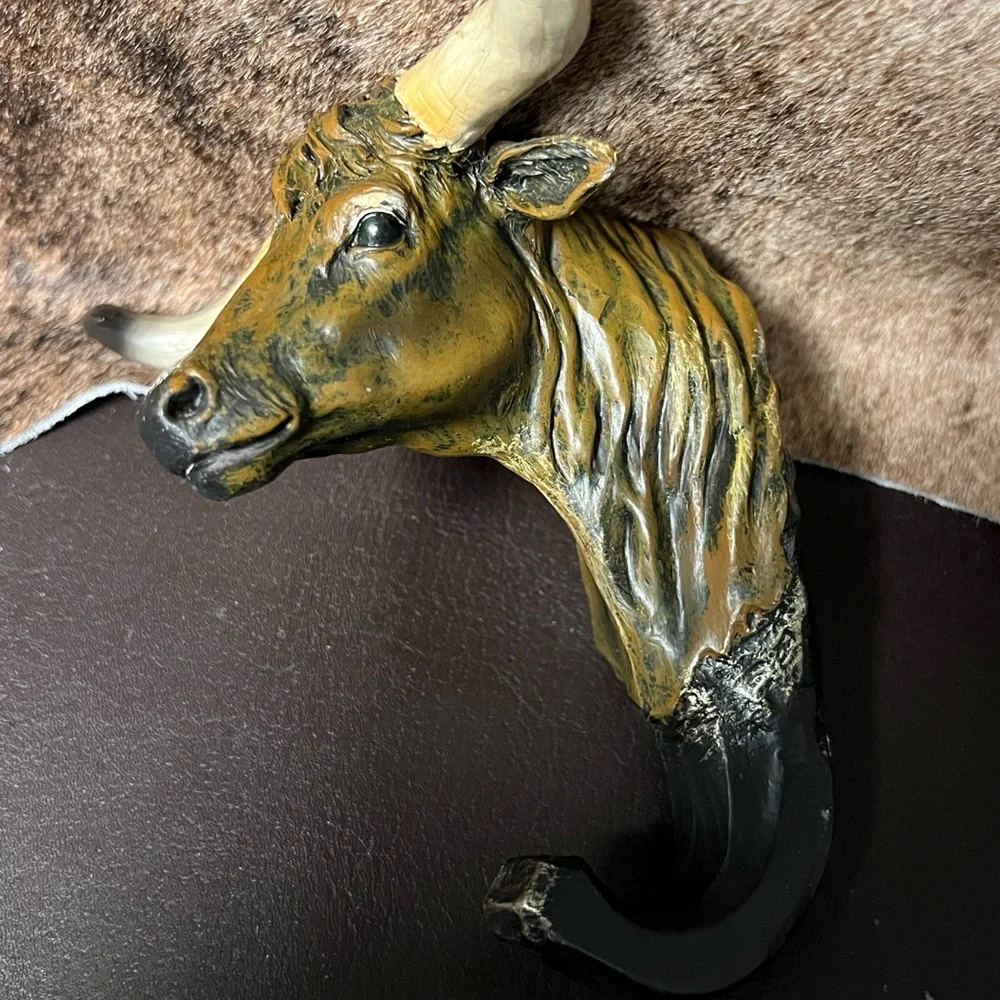 Bull Head Wall Hook in Brown and Black